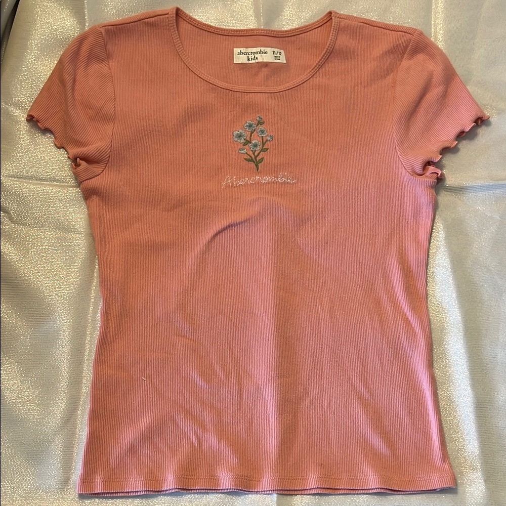 Abercrombie & Fitch Dusty Rose Embroidered Tee